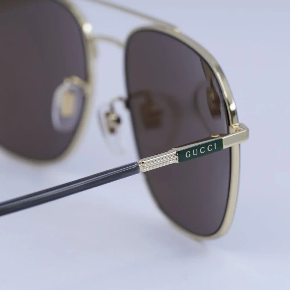 🕶️ New Gucci GG1351S 004 Sunglasses - Black/Gold Frame, Brown Lenses